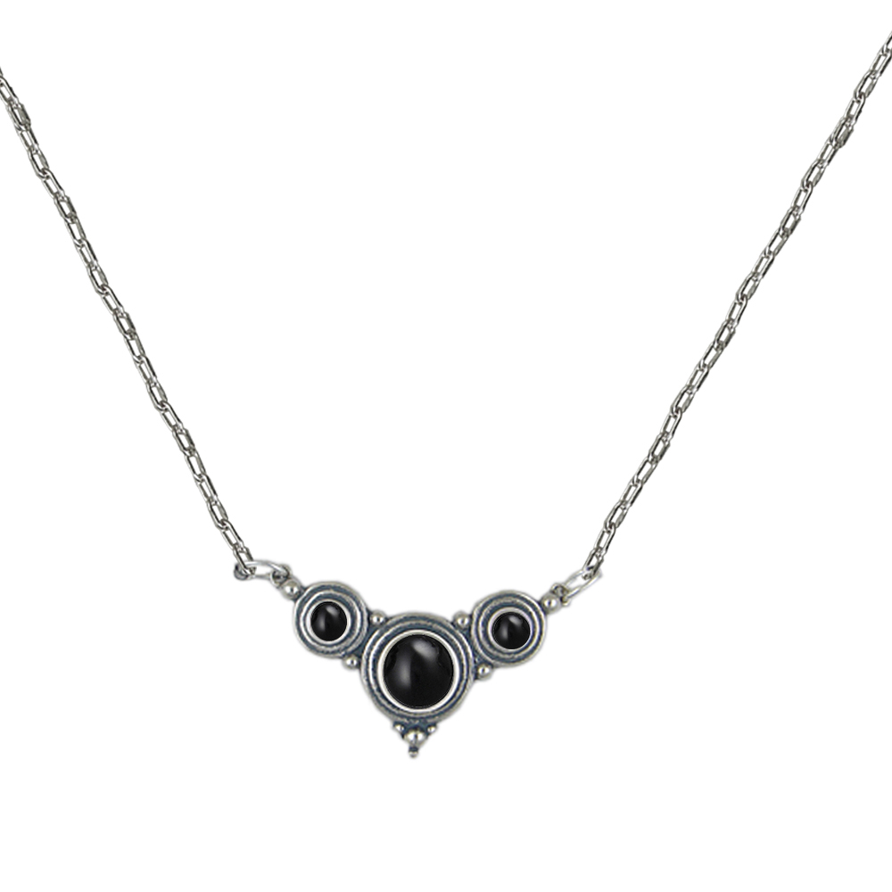 Sterling Silver Gemstone Necklace With Black Onyx